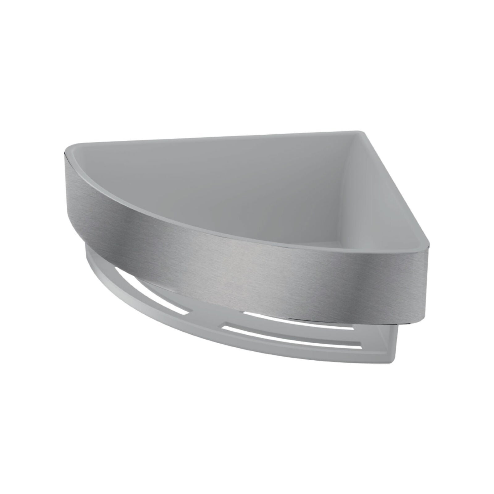 Inda - Cestino portaoggetti L.18 H.7 cm angolare estraibile in acciaio spazzolato bianco