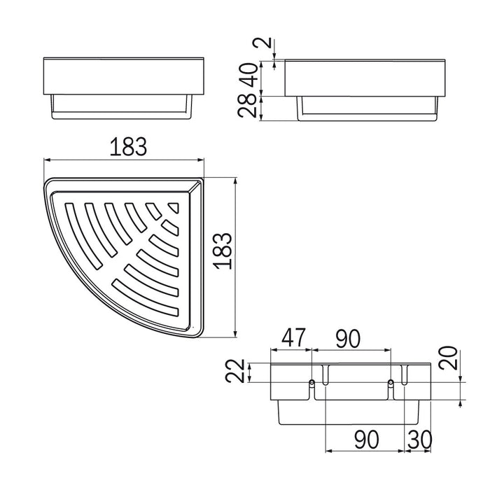 Inda - Cestino portaoggetti L.18 H.7 cm angolare estraibile in acciaio bianco