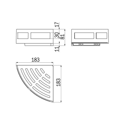 Inda - Cestino portaoggetti L.18 H.8 cm angolare nero