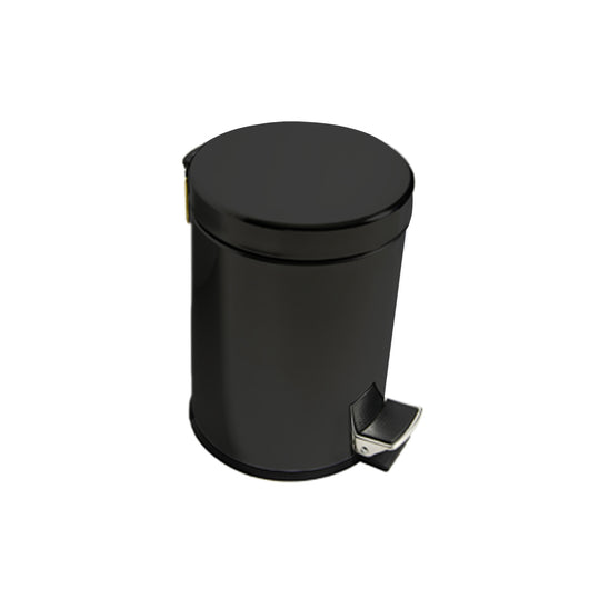 Inda - Pattumiera con coperchio, pedale e base antiscivolo 3 lt nero