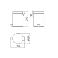 Inda - Pattumiera con coperchio, pedale e base antiscivolo 3 lt nero