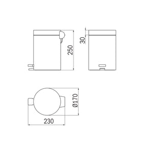 Inda - Pattumiera con coperchio, pedale e base antiscivolo 3 lt nero