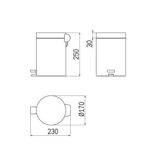 Inda - Pattumiera con coperchio, pedale e base antiscivolo 3 lt nero