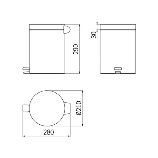 Inda - Pattumiera con coperchio, pedale, soft closing in acciaio lucido 5 lt