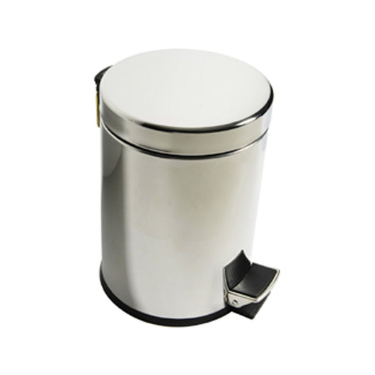 Inda - Pattumiera con coperchio, pedale, soft closing in acciaio lucido 5 lt