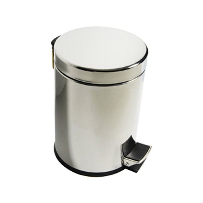 Inda - Pattumiera con coperchio, pedale, soft closing in acciaio lucido 5 lt