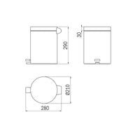 Inda - Pattumiera con coperchio, pedale e base antiscivolo 5 lt nero
