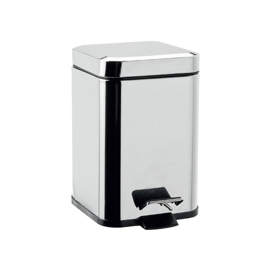 Inda - Pattumiera con coperchio e pedale 3 lt in acciaio lucido