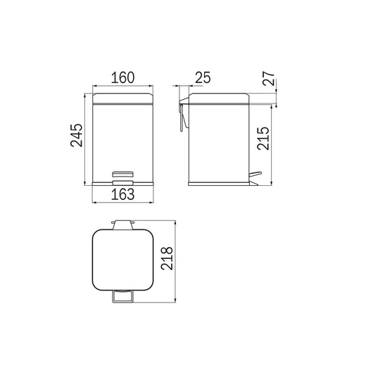Inda - Pattumiera con coperchio e pedale 3 lt in acciaio lucido