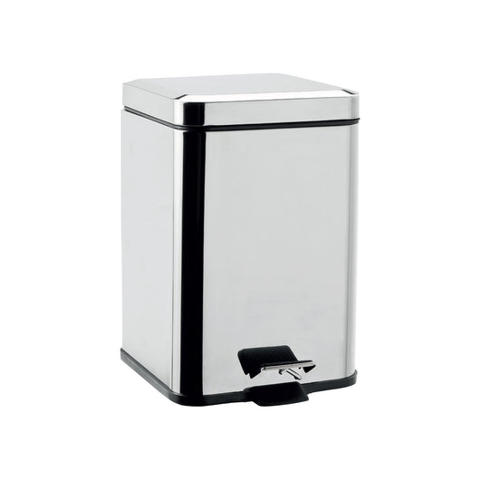 Inda - Pattumiera con coperchio e pedale 6 lt in acciaio lucido