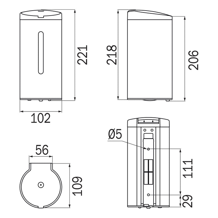 Inda - Dispenser sapone elettrico per sapone liquido cromo lucido / nero