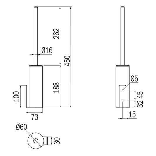 Inda - Scopino bagno da parete My Minilove cromo lucido / interno grigio