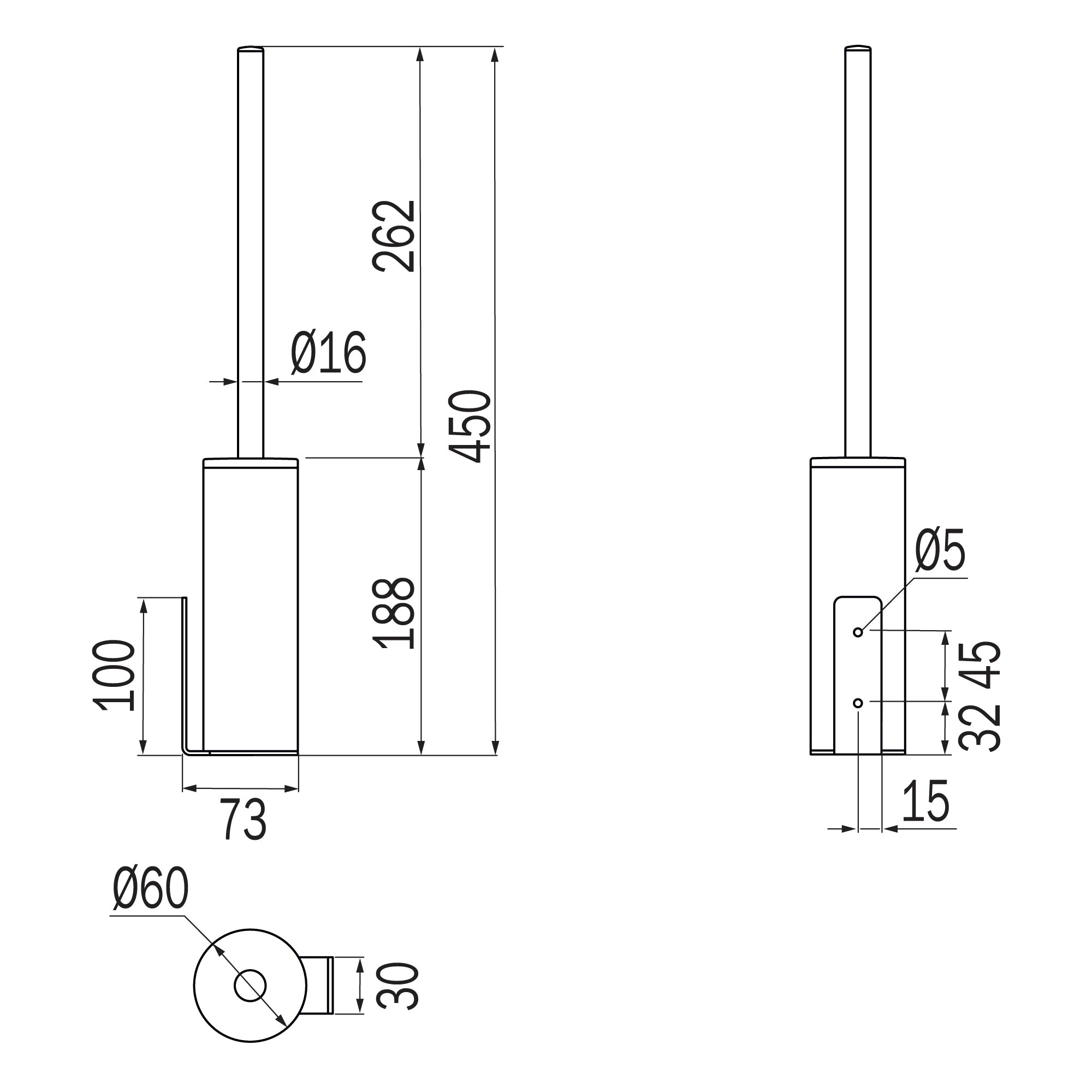 Inda - Scopino bagno da parete My Minilove acciaio spazzolato/interno grigio