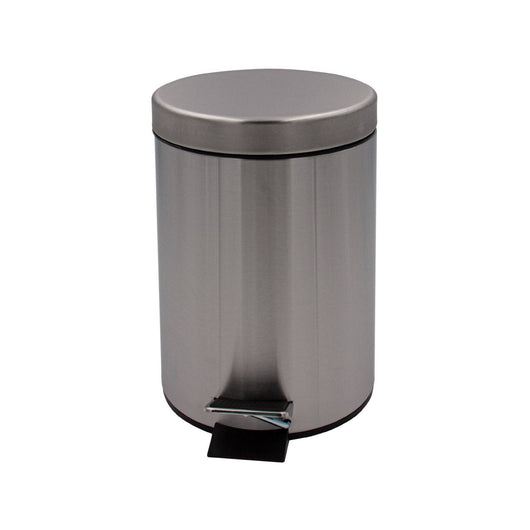 Inda - Pattumiera con coperchio e pedale in acciaio spazzolato 5 lt