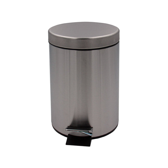 Inda - Pattumiera con coperchio e pedale in acciaio spazzolato 5 lt
