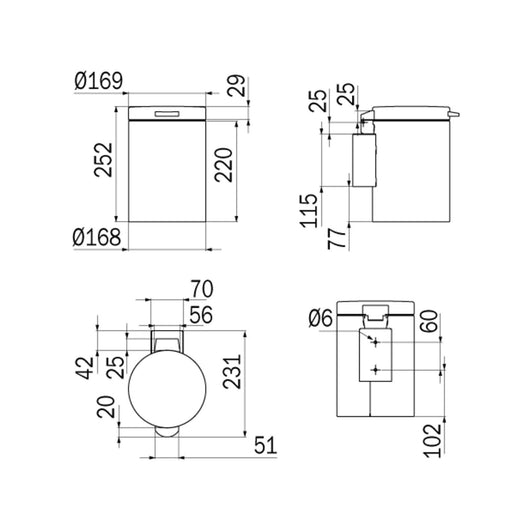Inda - Pattumiera a parete con coperchio in acciaio lucido 3 lt