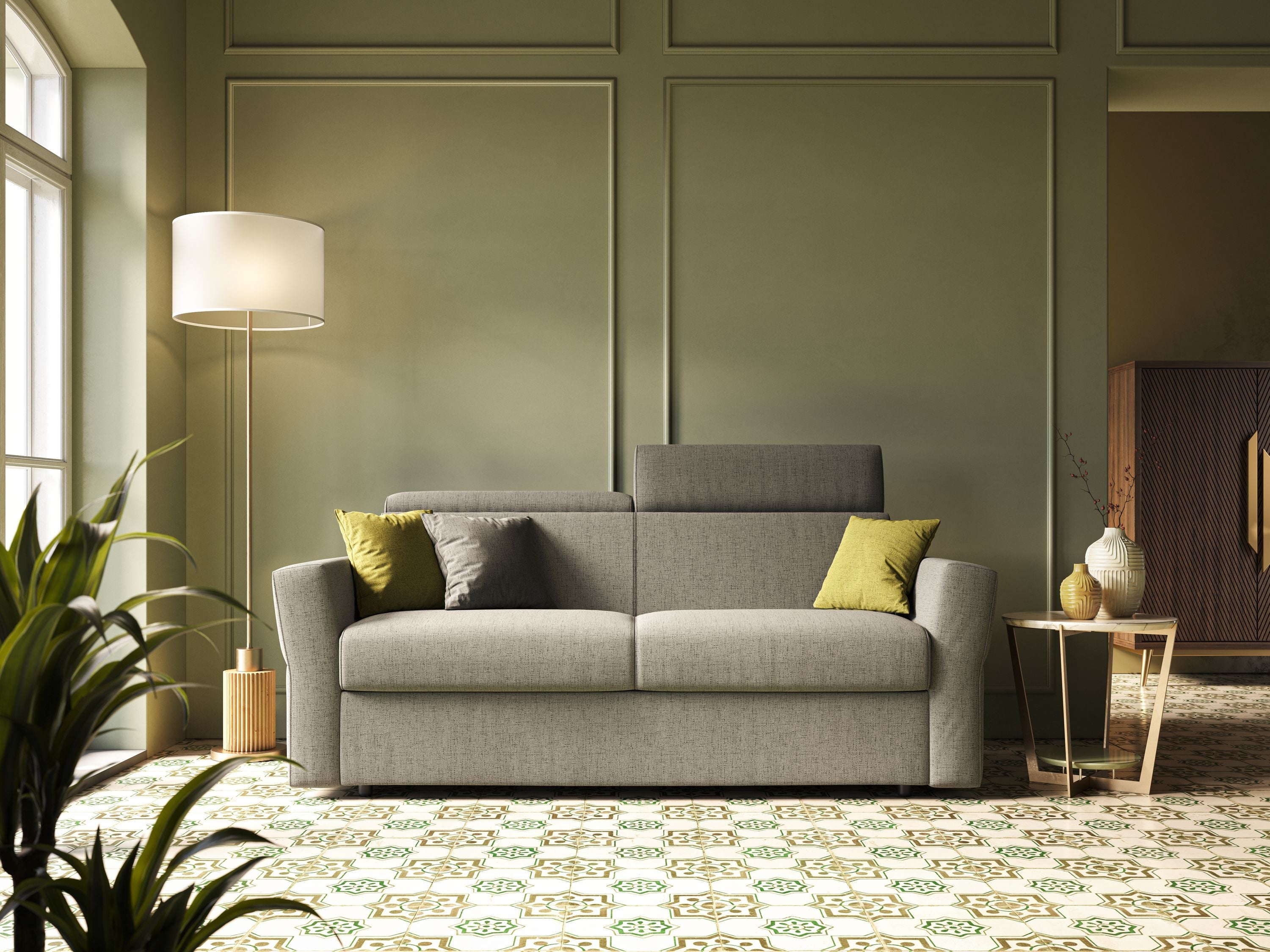 Avalon Divano letto con materasso H18 200 cm (mat. 140x197 cm) azzurro