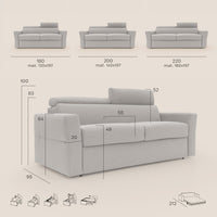 Avalon Divano letto con materasso H18 220 cm (mat. 160x197 cm) marrone