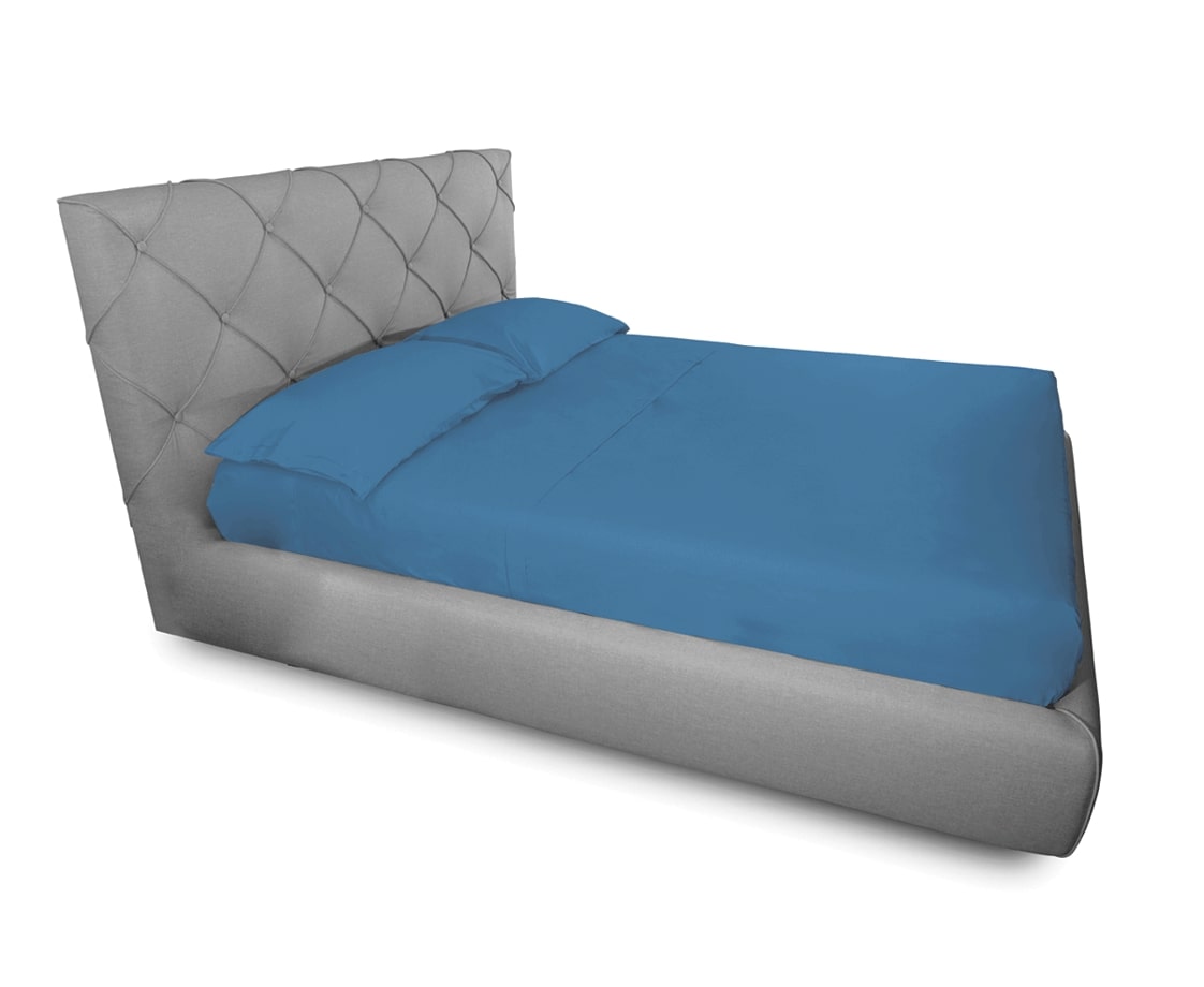 Completo Lenzuola In 100% Cotone In Tinta Unita Made In Italy - Singolo - Avio