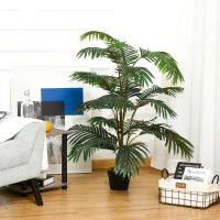 Palma in Plastica Decorativa con 20 Foglie, Pianta Finta con Vaso per Interno ed Esterno Alta 140cm