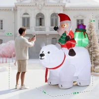 Babbo Natale gonfiabile su orso polare 200 cm, 5 luci LED, per interno e esterno, bianco