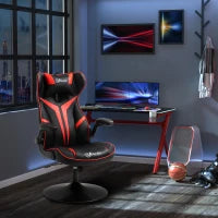 Sedia da Gaming, Sedia Ergonomica per Computer con Funzione Basculante, Sedia Girevole, Regolabile in Altezza, Acciaio, 67 x 75 x 106-112cm, Nero e Rosso