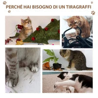 Tiragraffi ad Albero per Gatti con Cuccia, Cuscino, Rivestimento Peluche e Pali in Corda Sisal