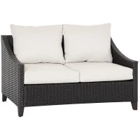 Divano da Giardino 2 Posti in Rattan PE con Cuscini, 132x70x74cm, Marrone