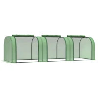 Serra da Giardino a Tunnel in Acciaio e Plastica PP con Porte Avvolgibili, 295x100x80 cm, Verde