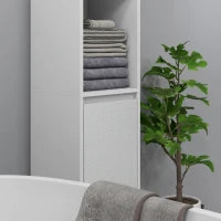 Colonna Bagno Salvaspazio con Armadietto e 2 Vani Aperti, 30x30x160cm, Bianco