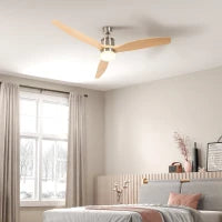 Ventilatore da Soffitto con Luce LED Bianca a 6 Velocità e Timer, in Metallo e Acrilico, Ø132 x 43A cm