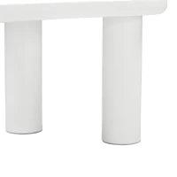 Tavolino da caffè irregolare a forma di osso, piano in MDF e gambe in PVC, con base in feltro, Bianco