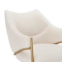 Sedia da pranzo con braccioli, tessuto Sherpa, cuscino del sedile spesso, schienale ergonomico, 52.5×48×83.7 cm,Beige