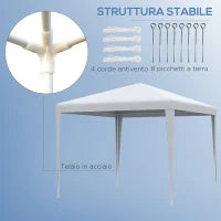 Gazebo da Giardino con Telaio in Acciaio per Esterno e Interno, 2.7x2.7m Bianco