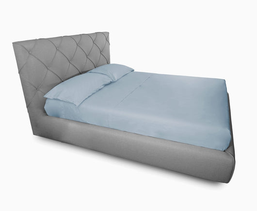 Completo Lenzuola In 100% Cotone In Tinta Unita Made In Italy - Singolo - Azzurro