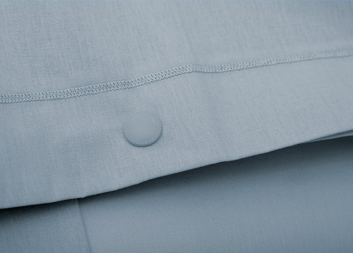 Completo Lenzuola Made In Italy In Puro Cotone Tinta Unita Varie Colorazioni - Singolo - Azzurro