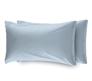 Completo Lenzuola Made In Italy In Puro Cotone Tinta Unita Varie Colorazioni - Singolo - Azzurro