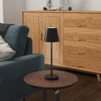 Lampada da Tavolo Portatile in Acrilico e Metallo da 3600mAh con Cavo di Ricarica, Ø11.2x36.5 cm, Nero