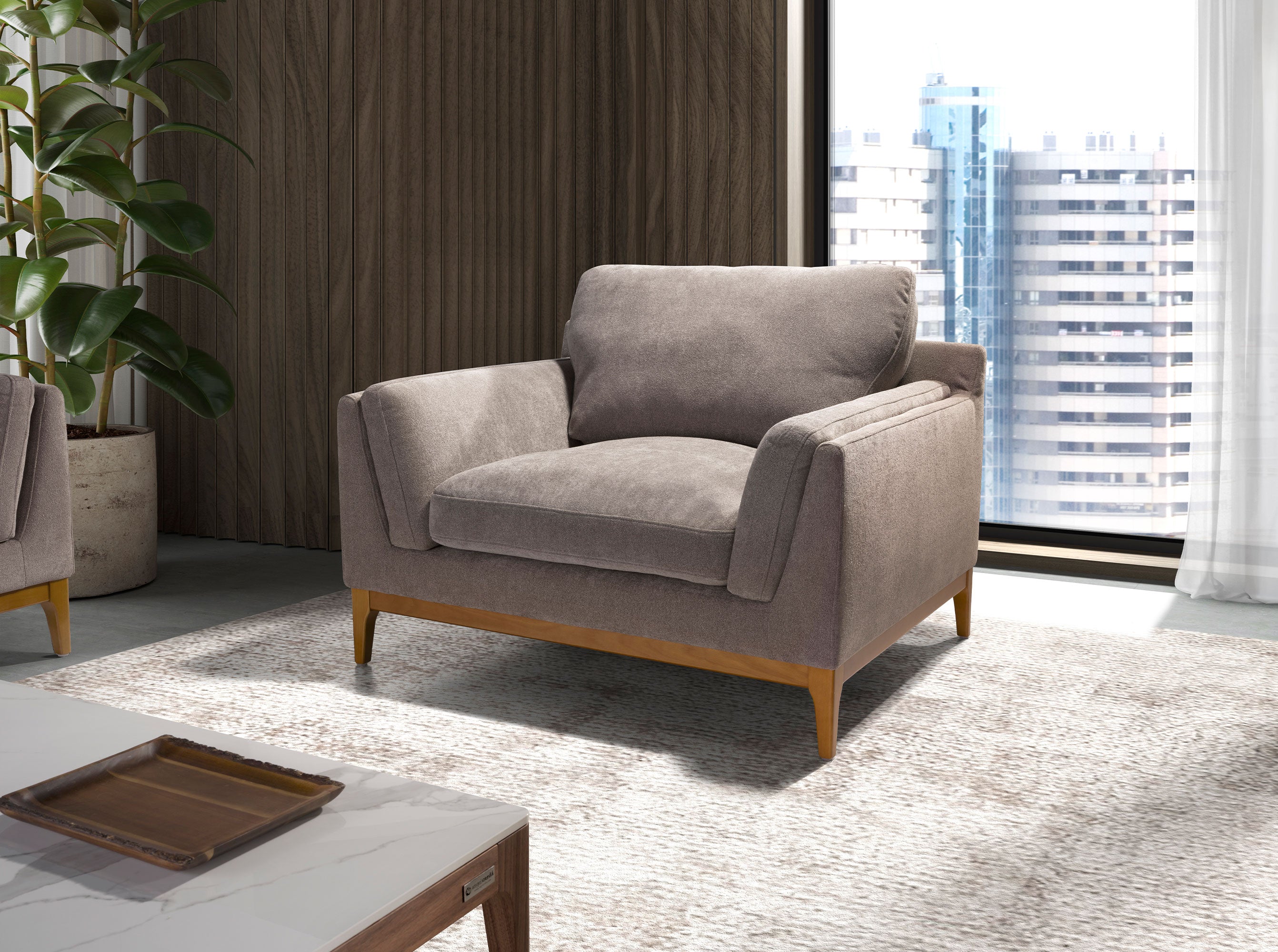 Poltrona in tessuto 123 x 103 x 90 cm colore marrone