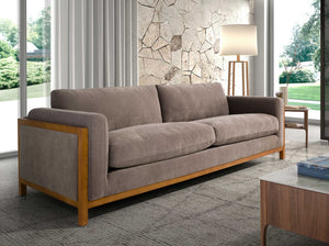 Divano a 3 posti in tessuto 260 x 92 x 88 cm colore marrone