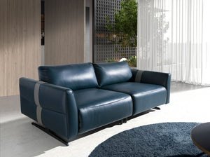 Divano 3 posti in pelle blu
