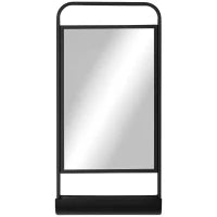 Specchio da Parete con Mensola Inferiore e Struttura in Metallo, 36.2x12x71.7cm, Nero