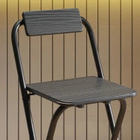 Set 2 Sgabelli da Bar Pieghevoli con Poggiapiedi, in Legno e Acciaio, 37x45x87 cm, Nero