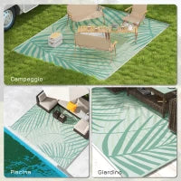 Tappeto da Esterno 274x365cm Impermeabile e Reversibile con Borsa di Trasporto, Verde e Crema