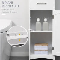 kleankin Armadietto Bagno con Scaffale a 3 Livelli, 1 Cassetto e 1 Mobiletto, 34x30x163cm