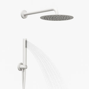 Set per doccia soffione tondo in acciaio inox 250 millimetri color bianco opaco *** finitura- bianco opaco tondo, con...