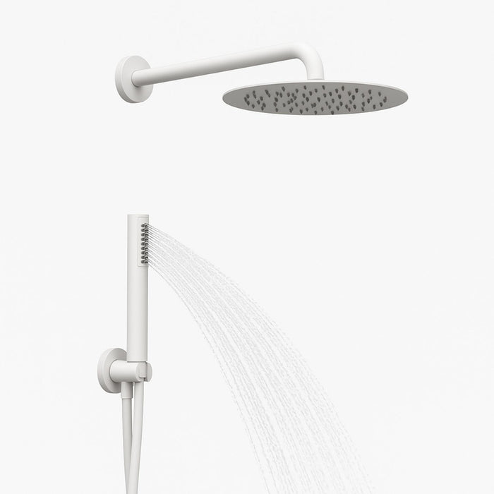 Set per doccia soffione tondo in acciaio inox 250 millimetri color bianco opaco *** finitura- bianco opaco tondo, con...