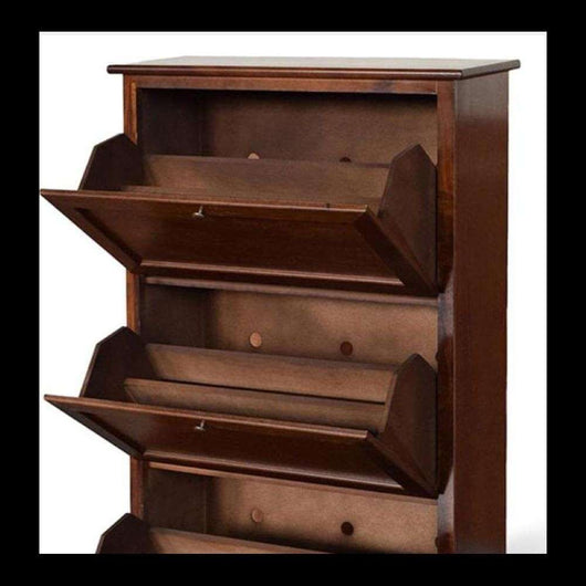 Scarpiera 2 porte capacità 14 paio di scarpe arte povera in legno massello e mdf con rifinitura in noce 79X30X90 H