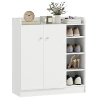Armadio Scarpiera Bianca Salvaspazio e Moderna in Legno per 12 Paia di Scarpe, 4 Ripiani Aperti, 83 x 30 x 90cm, Bianca