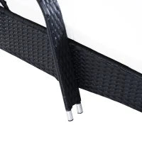 Set da Giardino con 2 Sedie a Sdraio con Schienale Reclinabile e Tavolino Basso in Rattan PE, Nero